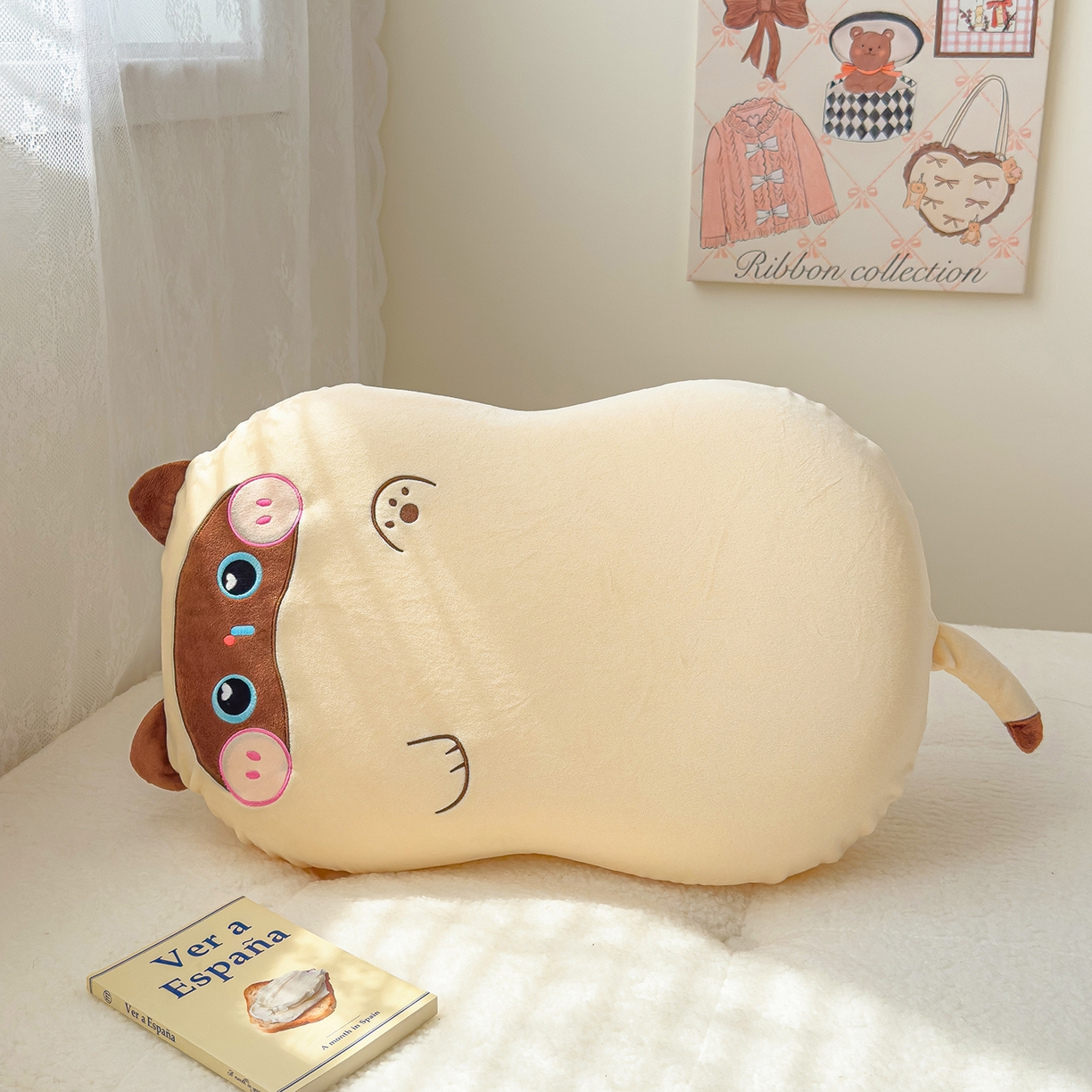 诺可 2025新款绒款猫肚枕记忆枕枕头枕芯-招财猫 招财猫-黄+咖