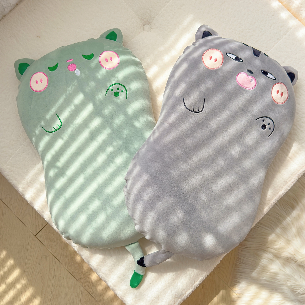 91家纺网 家纺一手货源 找家纺 诺可 2025新款绒款猫肚枕记忆枕枕头枕芯-招财猫 招财猫-灰色