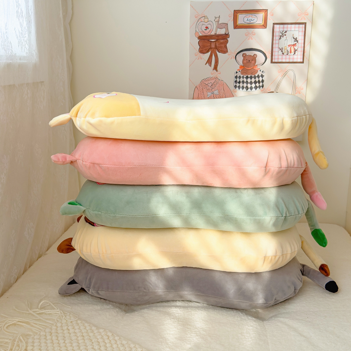 91家纺网 家纺一手货源 找家纺 诺可 2025新款绒款猫肚枕记忆枕枕头枕芯-招财猫 组合图