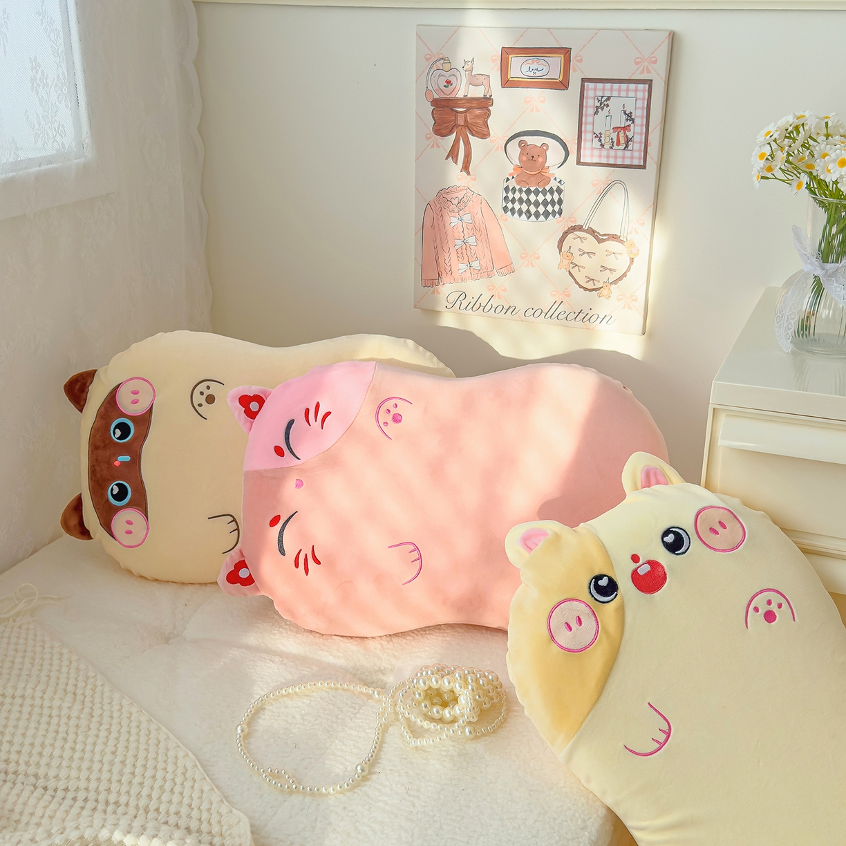 91家纺网 家纺一手货源 找家纺 诺可 2025新款绒款猫肚枕记忆枕枕头枕芯-招财猫 组合图