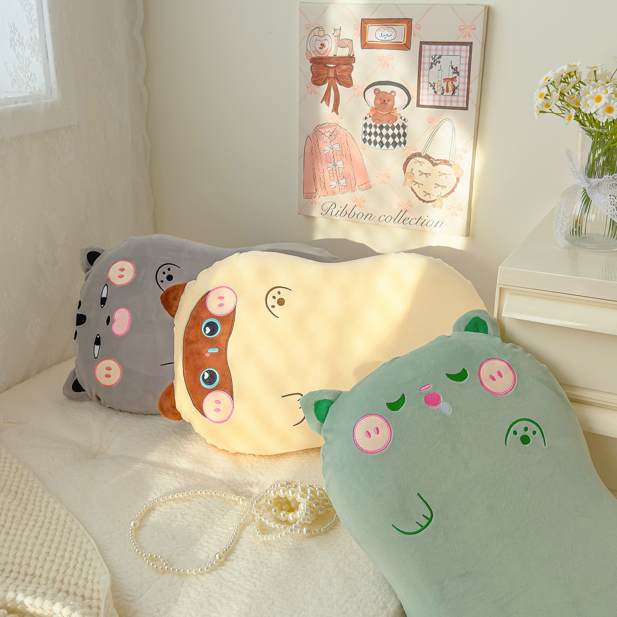 91家纺网 家纺一手货源 找家纺 诺可 2025新款绒款猫肚枕记忆枕枕头枕芯-招财猫 组合图