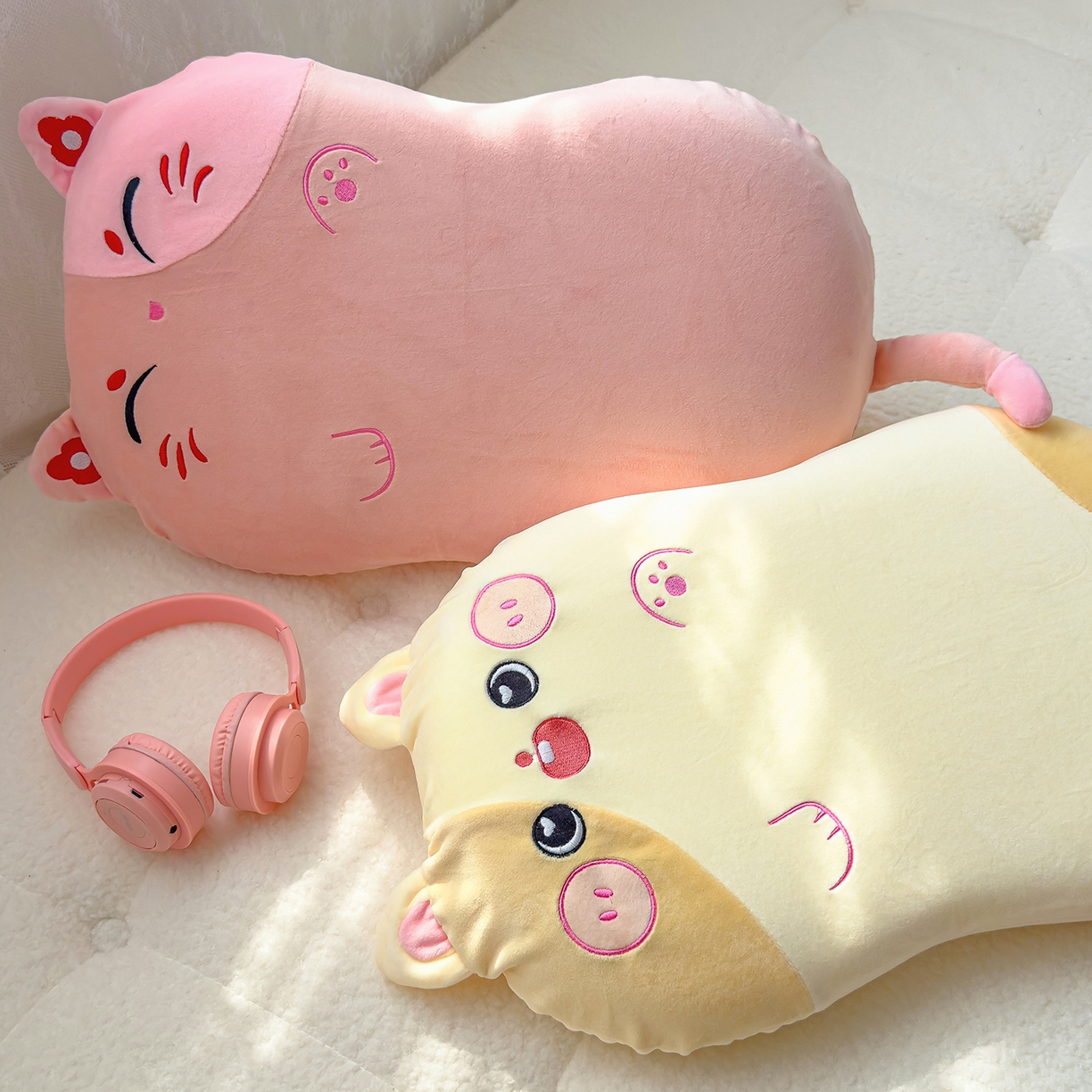 91家纺网 家纺一手货源 找家纺 诺可 2025新款绒款猫肚枕记忆枕枕头枕芯-招财猫 招财猫-黄色