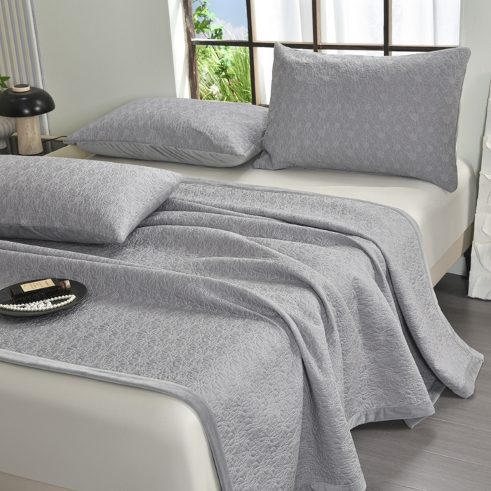 91家纺网 家纺一手货源 找家纺 源舜家纺 2025新款天丝棉婴儿绒双面单床盖 天丝棉灰色