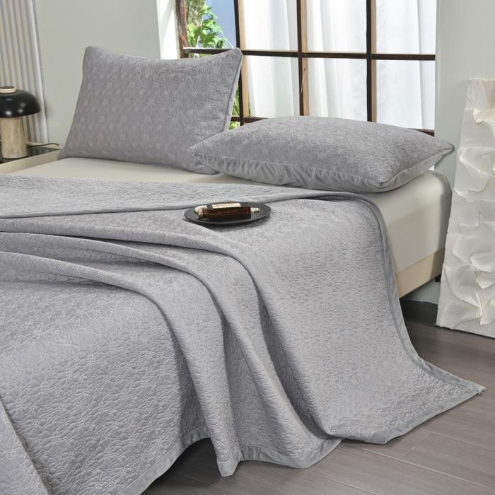 源舜家纺 2025新款天丝棉婴儿绒双面单床盖 天丝棉灰色