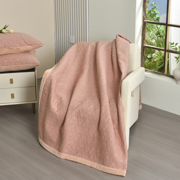 91家纺网 家纺一手货源 找家纺 源舜家纺 2025新款天丝棉婴儿绒双面单床盖 天丝棉橘粉