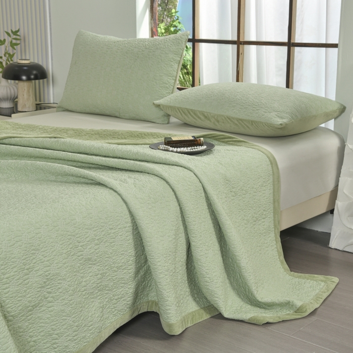 源舜家纺 2025新款天丝棉婴儿绒双面单床盖 天丝棉绿色