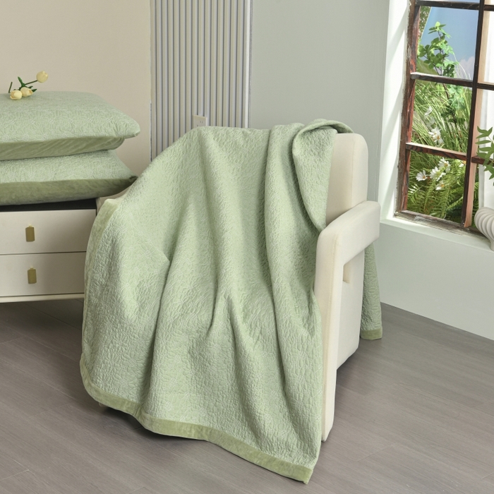 91家纺网 家纺一手货源 找家纺 源舜家纺 2025新款天丝棉婴儿绒双面单床盖 天丝棉绿色