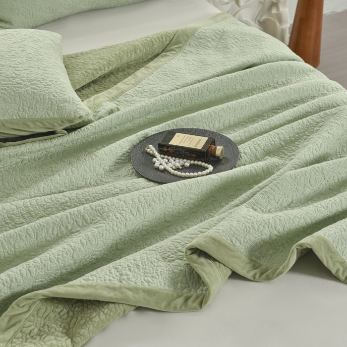 91家纺网 家纺一手货源 找家纺 源舜家纺 2025新款天丝棉婴儿绒双面单床盖 天丝棉绿色