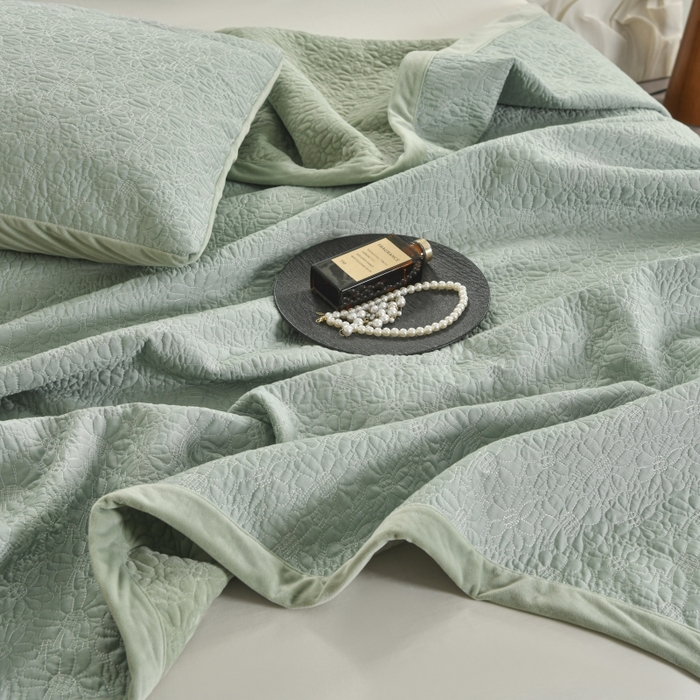 91家纺网 家纺一手货源 找家纺 源舜家纺 2025新款天丝棉婴儿绒双面单床盖 天丝棉青绿