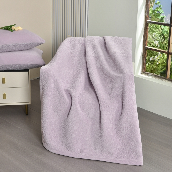 91家纺网 家纺一手货源 找家纺 源舜家纺 2025新款天丝棉婴儿绒双面单床盖 天丝棉紫色