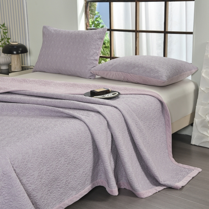 91家纺网 家纺一手货源 找家纺 源舜家纺 2025新款天丝棉婴儿绒双面单床盖 天丝棉紫色