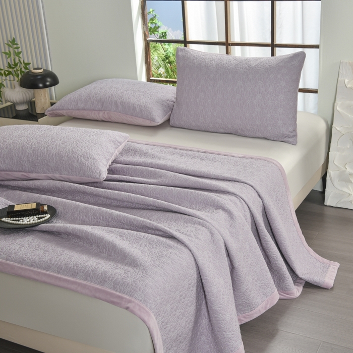 91家纺网 家纺一手货源 找家纺 源舜家纺 2025新款天丝棉婴儿绒双面单床盖 天丝棉紫色