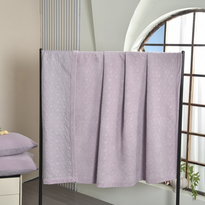 91家纺网 家纺一手货源 找家纺 源舜家纺 2025新款天丝棉婴儿绒双面单床盖 天丝棉紫色