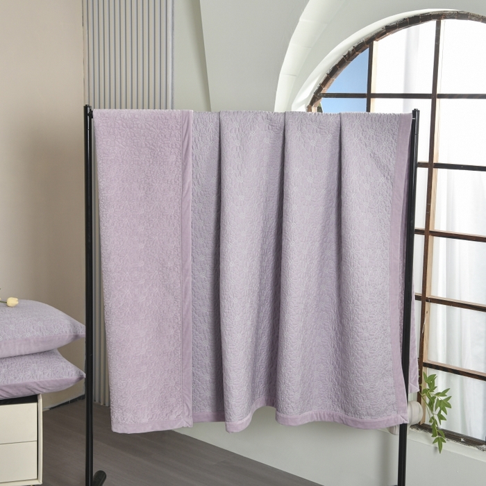 91家纺网 家纺一手货源 找家纺 源舜家纺 2025新款天丝棉婴儿绒双面单床盖 天丝棉紫色