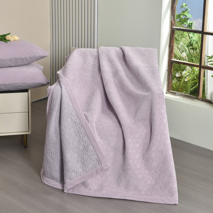 91家纺网 家纺一手货源 找家纺 源舜家纺 2025新款天丝棉婴儿绒双面单床盖 天丝棉紫色