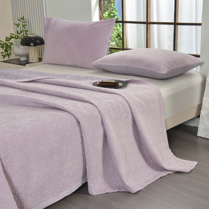 源舜家纺 2025新款天丝棉婴儿绒双面单床盖 天丝棉紫色
