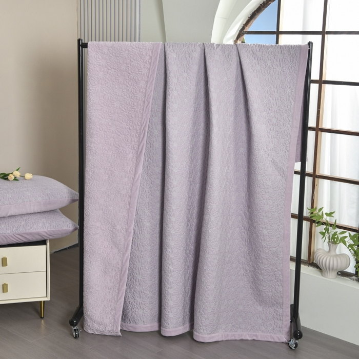 91家纺网 家纺一手货源 找家纺 源舜家纺 2025新款天丝棉婴儿绒双面单床盖 天丝棉紫色