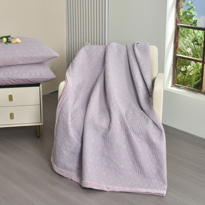 91家纺网 家纺一手货源 找家纺 源舜家纺 2025新款天丝棉婴儿绒双面单床盖 天丝棉紫色