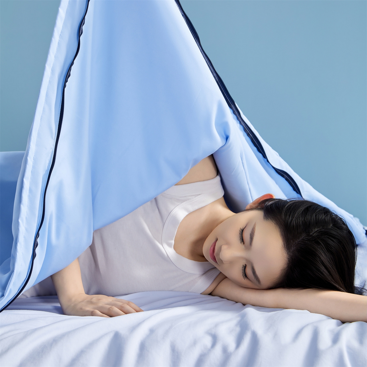 91家纺网 家纺一手货源 找家纺 小燕燕 2025年新款亚朵子母被PRO2.0同款被子被芯控温保暖春秋被冬被 清澄蓝