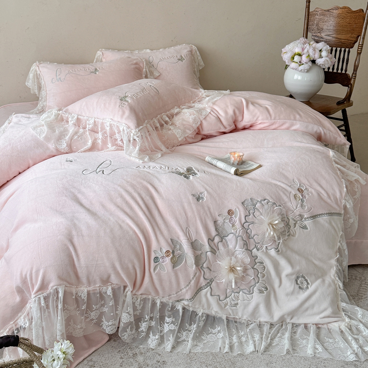 91家纺网 家纺一手货源 找家纺 （总）可以家居 2025新款四季款韩版水洗棉澳棉刺绣四件套