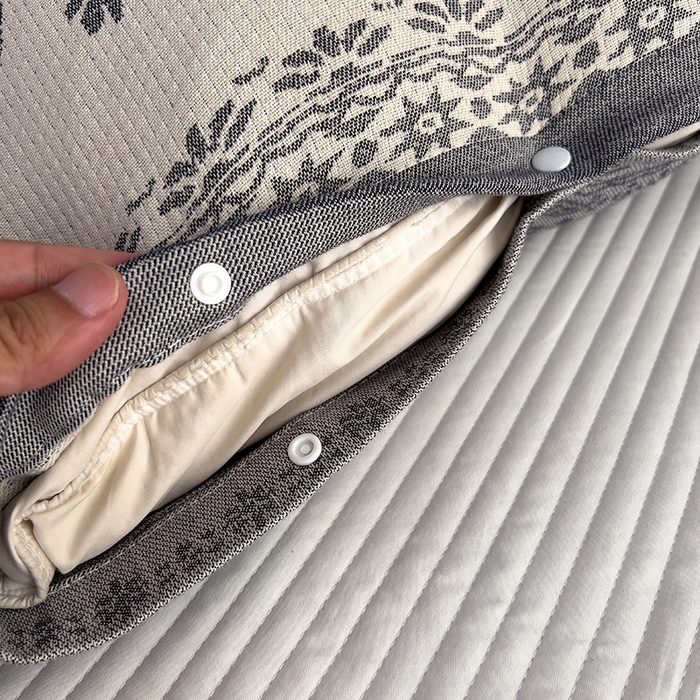 91家纺网 家纺一手货源 找家纺 悦然毛巾被 2025新款四层纱全棉纱布枕套 丝路花语-灰