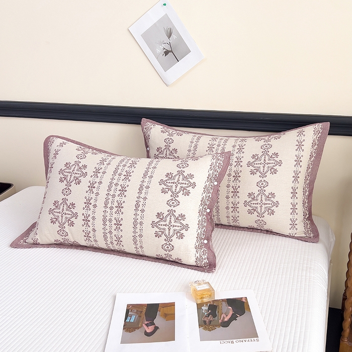 悦然毛巾被 2025新款四层纱全棉纱布枕套 丝路花语-棕