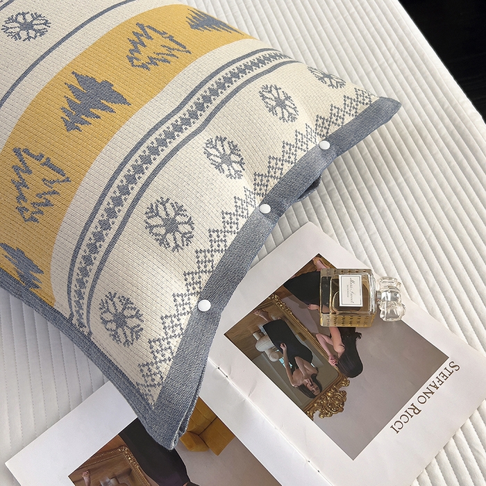 91家纺网 家纺一手货源 找家纺 悦然毛巾被 2025新款四层纱全棉纱布枕套 冰轮树影-蓝