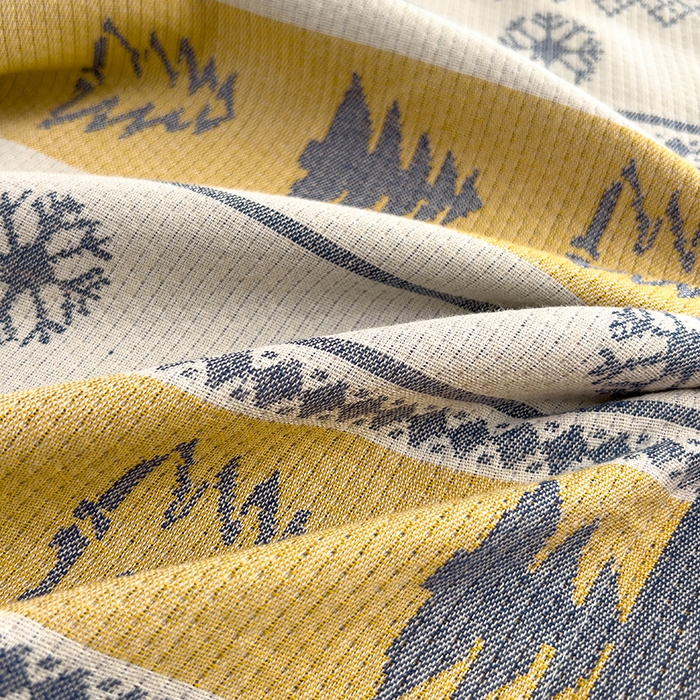 91家纺网 家纺一手货源 找家纺 悦然毛巾被 2025新款四层纱全棉纱布枕套 冰轮树影-蓝