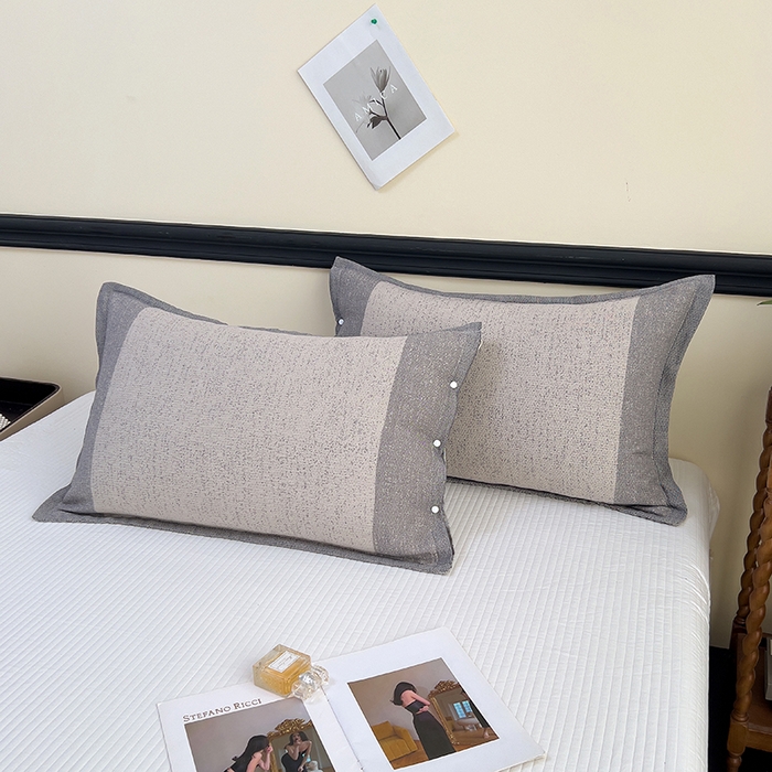 悦然毛巾被 2025新款四层纱全棉纱布枕套 淡彩灰