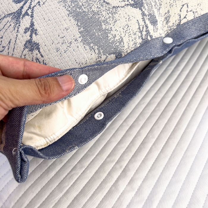 91家纺网 家纺一手货源 找家纺 悦然毛巾被 2025新款四层纱全棉纱布枕套 花树蓝