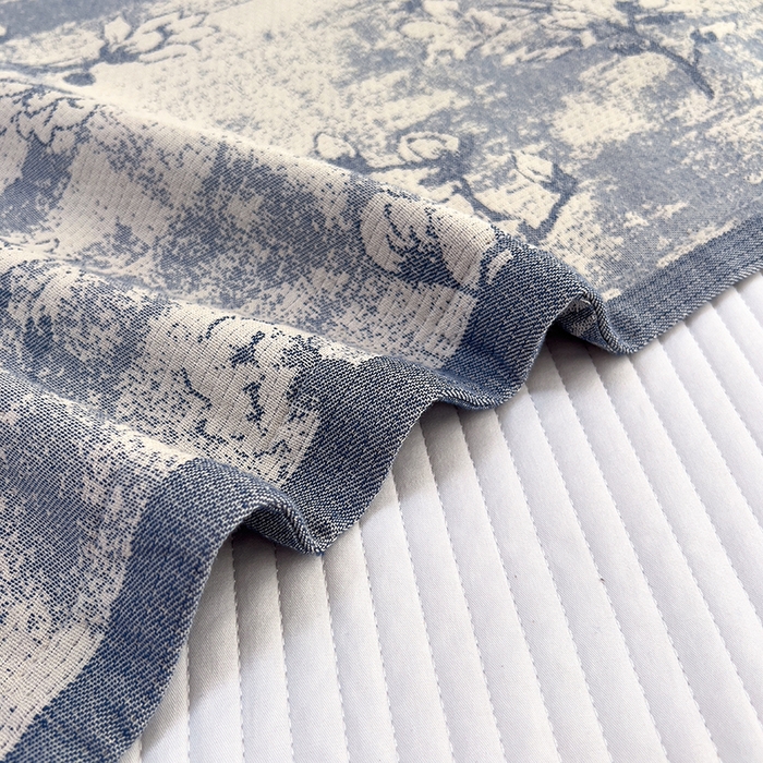 91家纺网 家纺一手货源 找家纺 悦然毛巾被 2025新款四层纱全棉纱布枕套 花树蓝