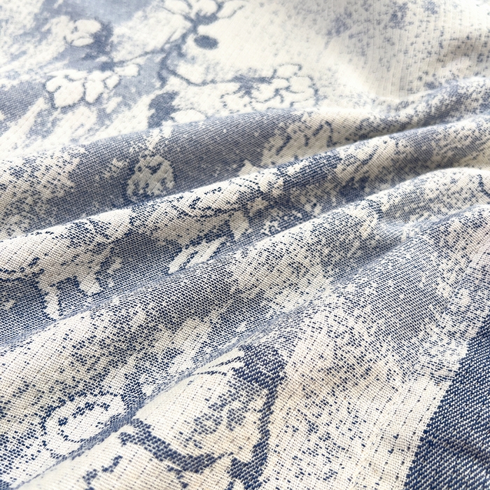 91家纺网 家纺一手货源 找家纺 悦然毛巾被 2025新款四层纱全棉纱布枕套 花树蓝