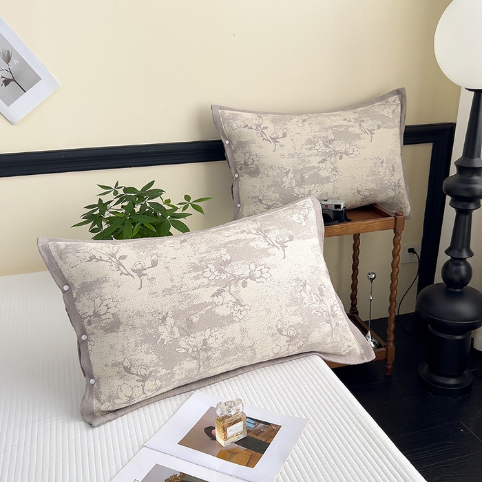 91家纺网 家纺一手货源 找家纺 悦然毛巾被 2025新款四层纱全棉纱布枕套 花树棕