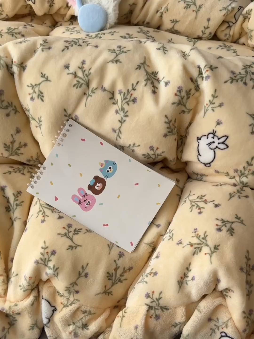 91家纺网 家纺一手货源 找家纺 韩都家居 2025新款亲肤舒适韩版温暖牛奶绒四件套-花边款 香草兔