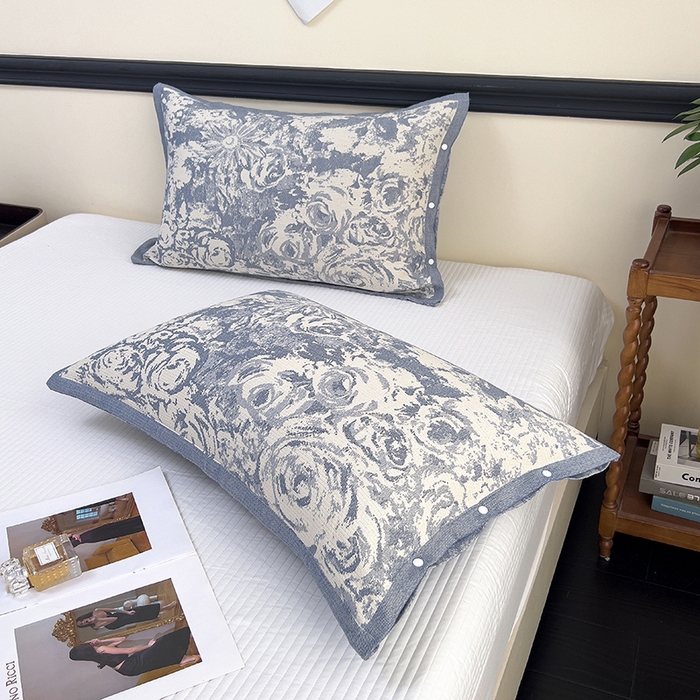 91家纺网 家纺一手货源 找家纺 悦然毛巾被 2025新款四层纱全棉纱布枕套 林海雪原