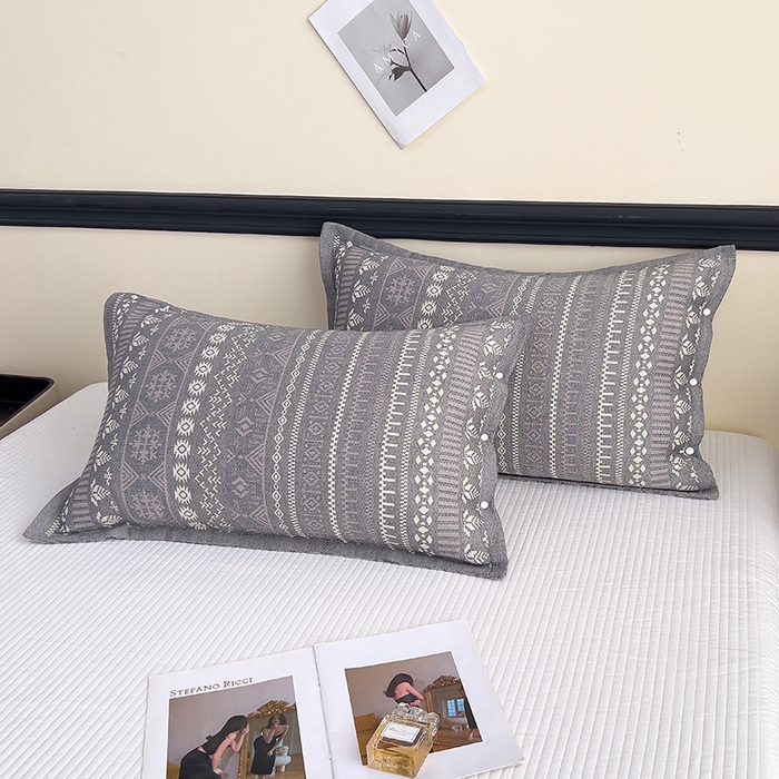 悦然毛巾被 2025新款四层纱全棉纱布枕套 米亚灰