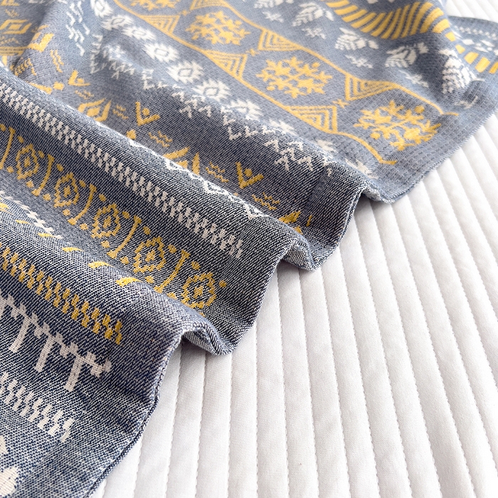 91家纺网 家纺一手货源 找家纺 悦然毛巾被 2025新款四层纱全棉纱布枕套 米业蓝