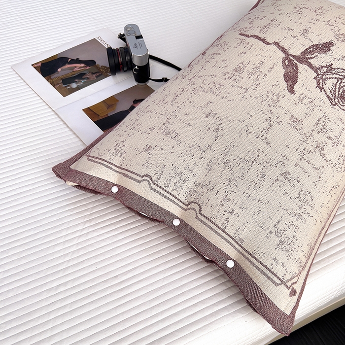 91家纺网 家纺一手货源 找家纺 悦然毛巾被 2025新款四层纱全棉纱布枕套 清新浪漫-咖