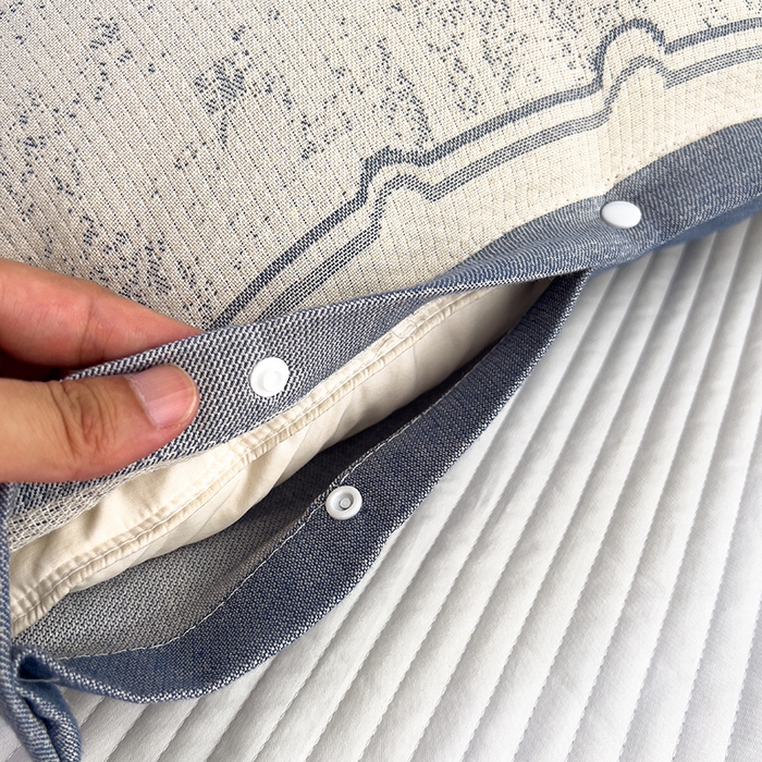 91家纺网 家纺一手货源 找家纺 悦然毛巾被 2025新款四层纱全棉纱布枕套 清新浪漫-蓝