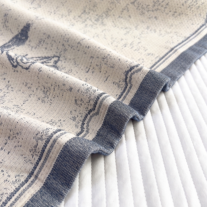 91家纺网 家纺一手货源 找家纺 悦然毛巾被 2025新款四层纱全棉纱布枕套 清新浪漫-蓝