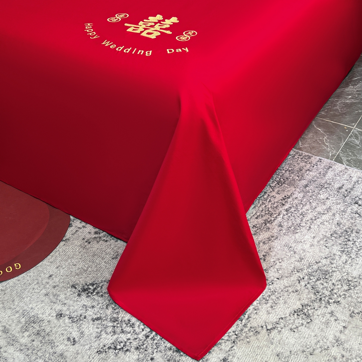 91家纺网 家纺一手货源 找家纺 （总）极梦家纺 2025新款轻奢简约水洗磨毛婚庆系列单品床单大红床单