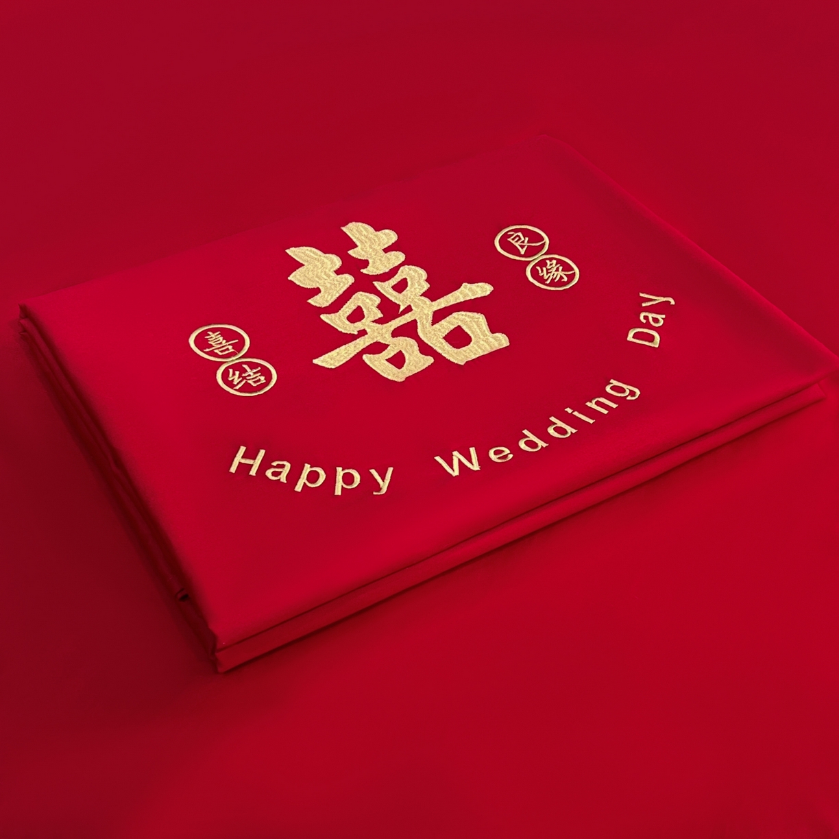 91家纺网 家纺一手货源 找家纺 极梦家纺 2025新款轻奢简约水洗磨毛婚庆系列单品床单大红床单 喜结良缘