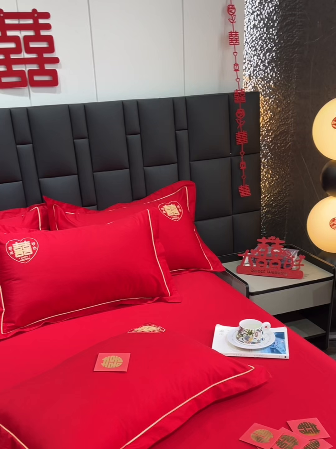 91家纺网 家纺一手货源 找家纺 （总）极梦家纺 2025新款轻奢简约水洗磨毛婚庆系列单品床单大红床单