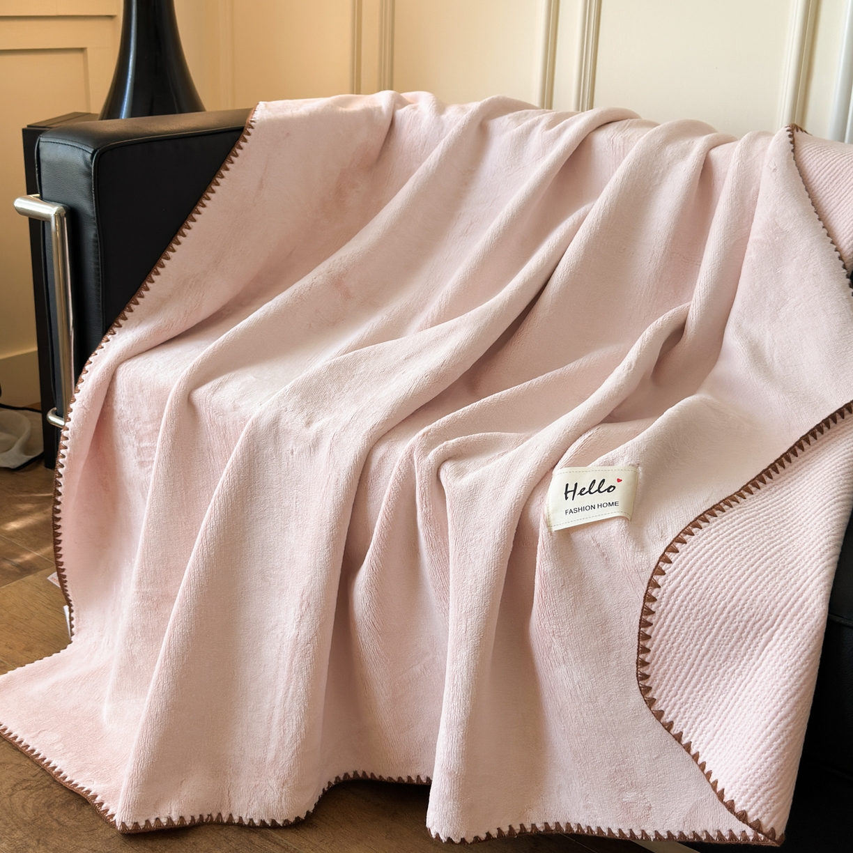 91家纺网 家纺一手货源 找家纺 （总）淑女公社家纺 2025新款秋冬新款贝壳边牛奶棉多功能盖毯