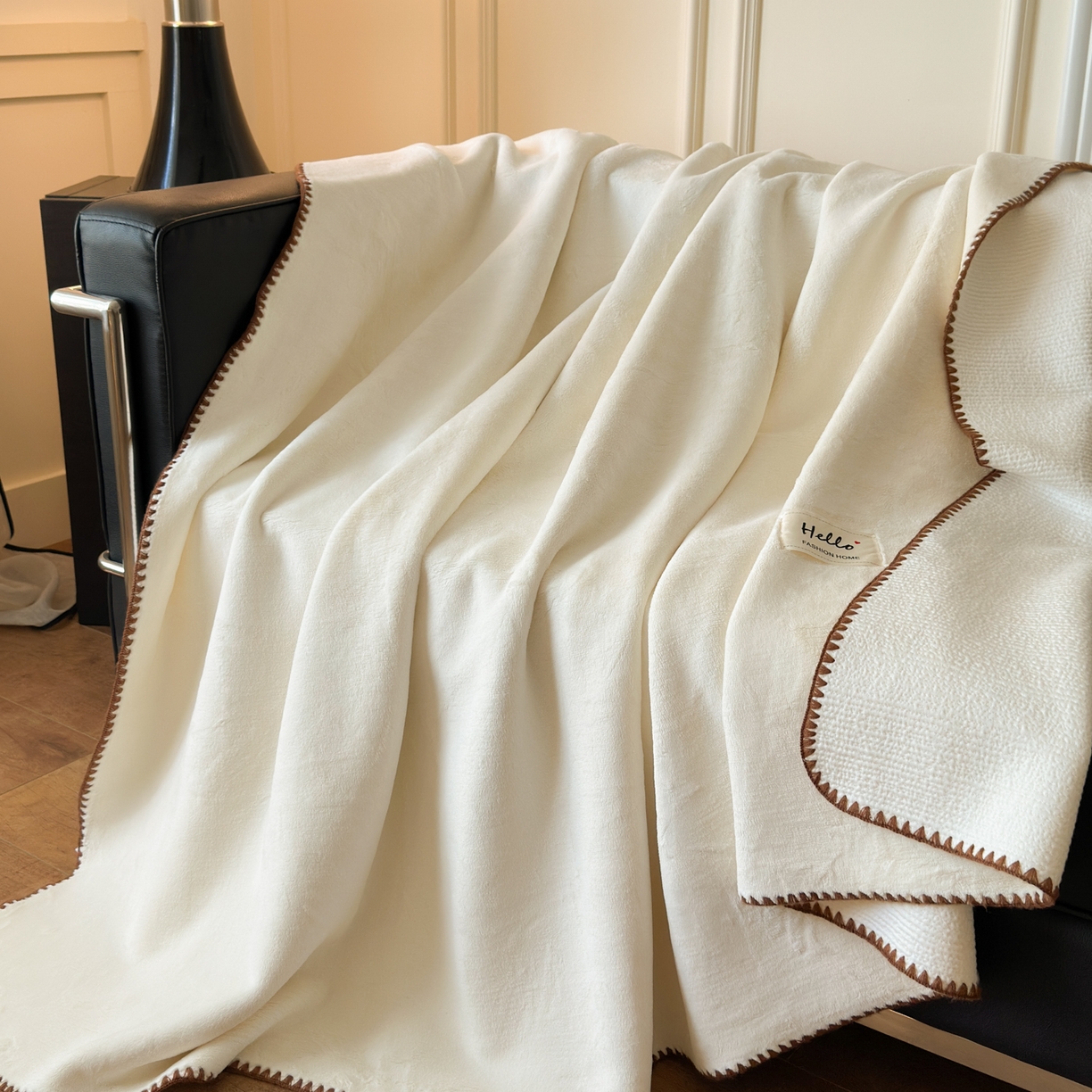 91家纺网 家纺一手货源 找家纺 （总）淑女公社家纺 2025新款秋冬新款贝壳边牛奶棉多功能盖毯