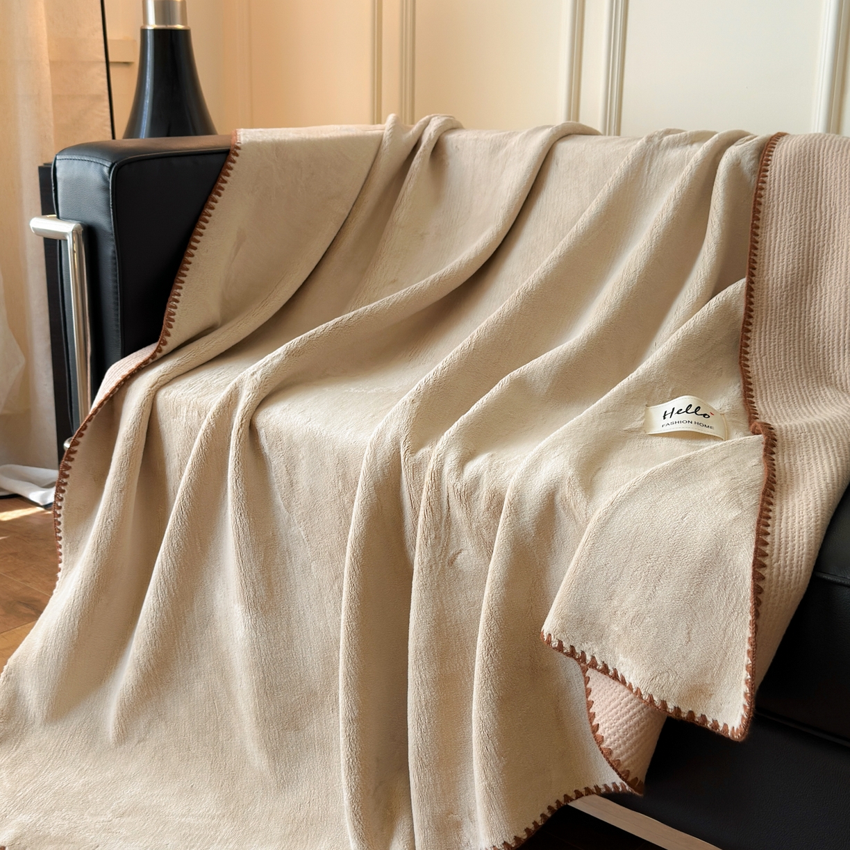 91家纺网 家纺一手货源 找家纺 （总）淑女公社家纺 2025新款秋冬新款贝壳边牛奶棉多功能盖毯