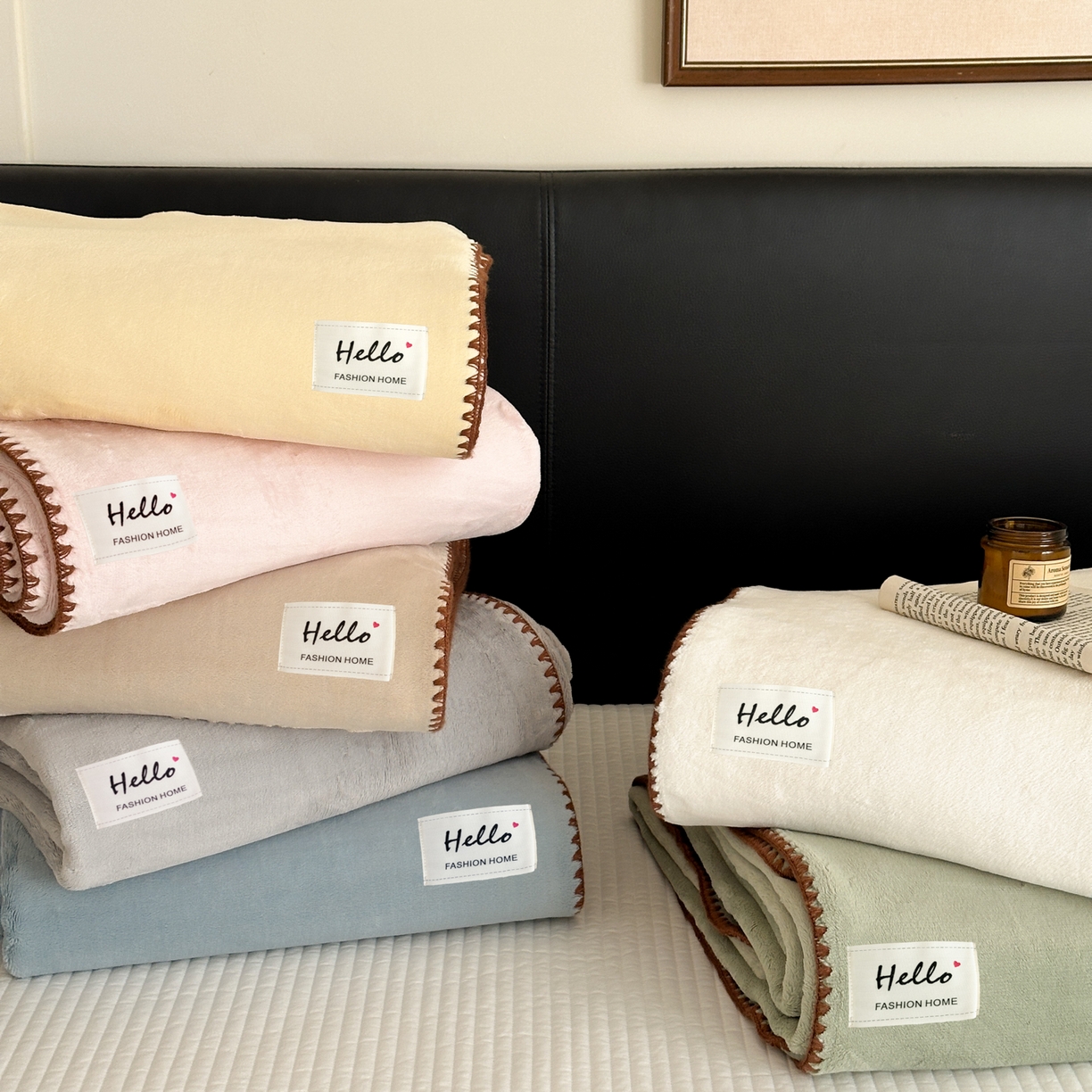 91家纺网 家纺一手货源 找家纺 （总）淑女公社家纺 2025新款秋冬新款贝壳边牛奶棉多功能盖毯