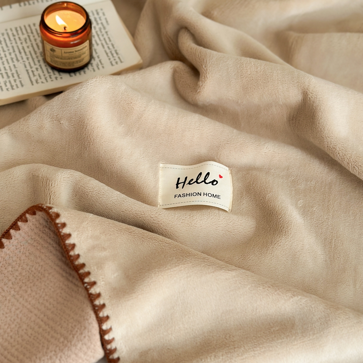 91家纺网 家纺一手货源 找家纺 淑女公社家纺 2025新款秋冬新款贝壳边牛奶棉多功能盖毯 奶茶咖