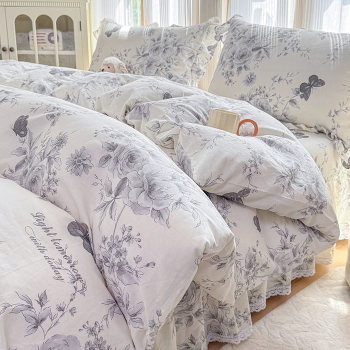 91家纺网 家纺一手货源 找家纺 （总）爱妮玖玖 2025新款全棉印花床裙花边床单四件套