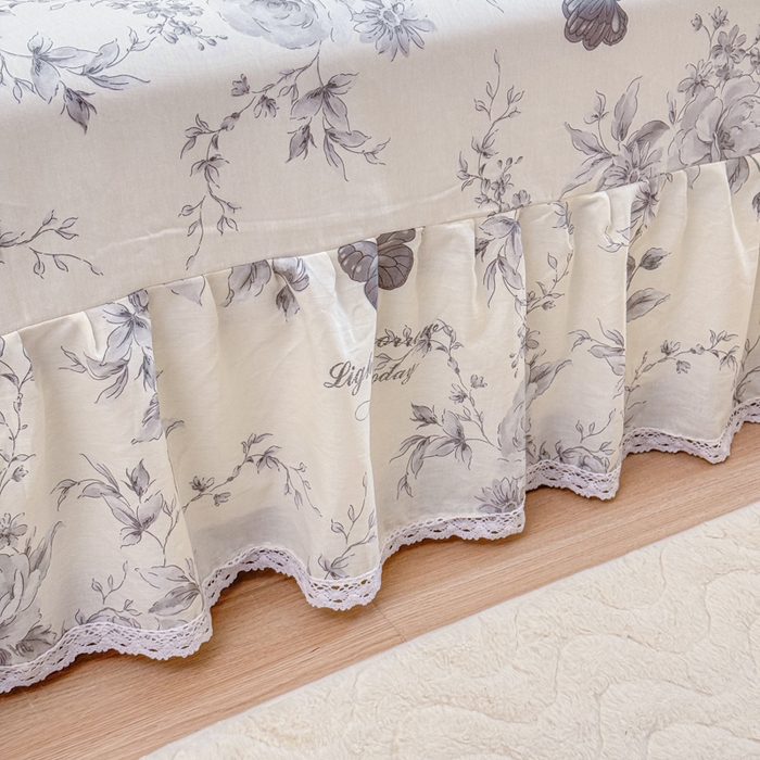 91家纺网 家纺一手货源 找家纺 （总）爱妮玖玖 2025新款全棉印花床裙花边床单四件套